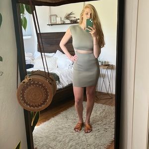 Aritzia Wilfred Free Cut-out Knit Dress - Olive Green